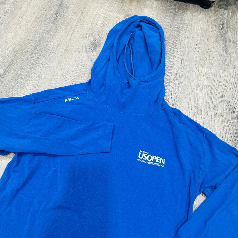 RLX Ralph Lauren Womens US Open Hoodie Blue Long Sleeve Athletic Top Small